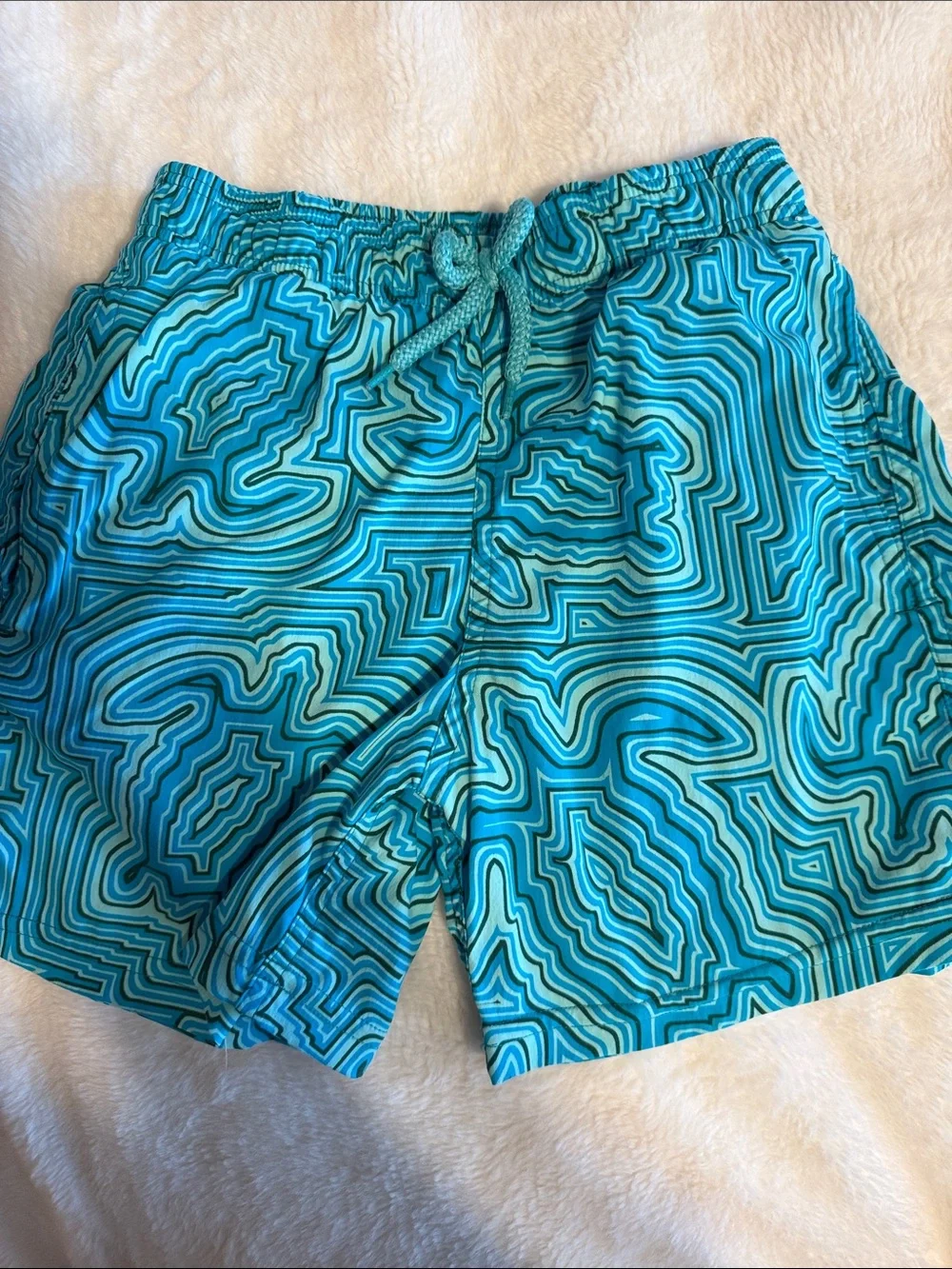 Vilebrequin Men’s Turquoise Abstract-Pattern Swim Shorts
